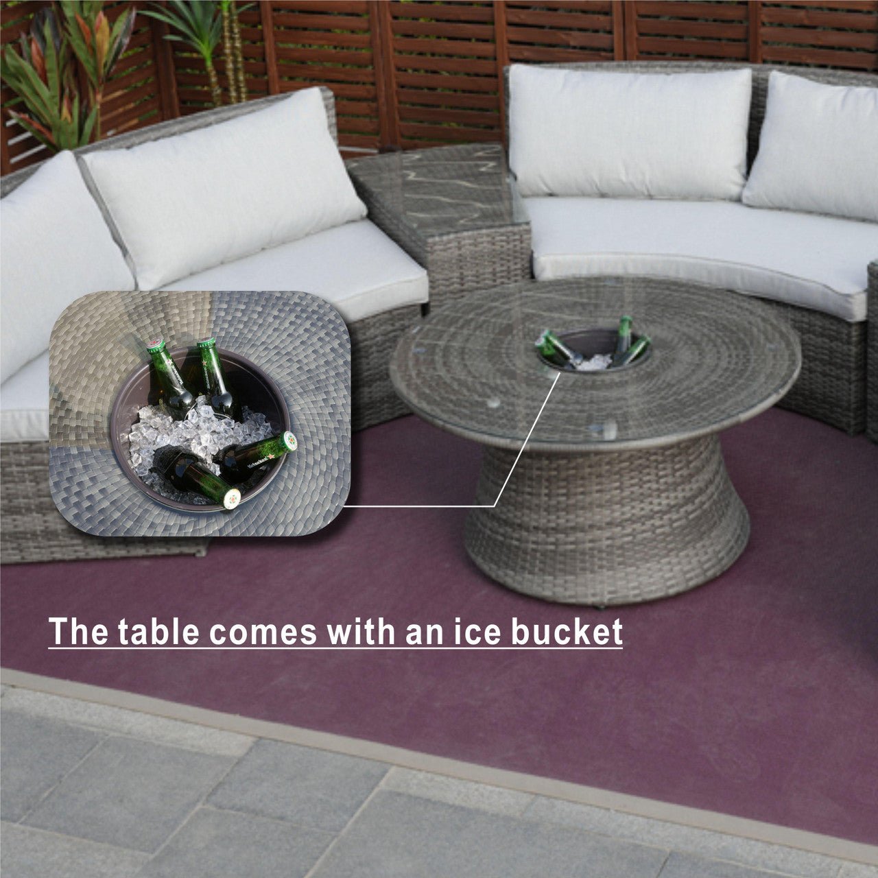 Sonoma 6 - Seater Outdoor Conversation Set with Round Coffee Table (PAS - 1205B) - Direct Wicker