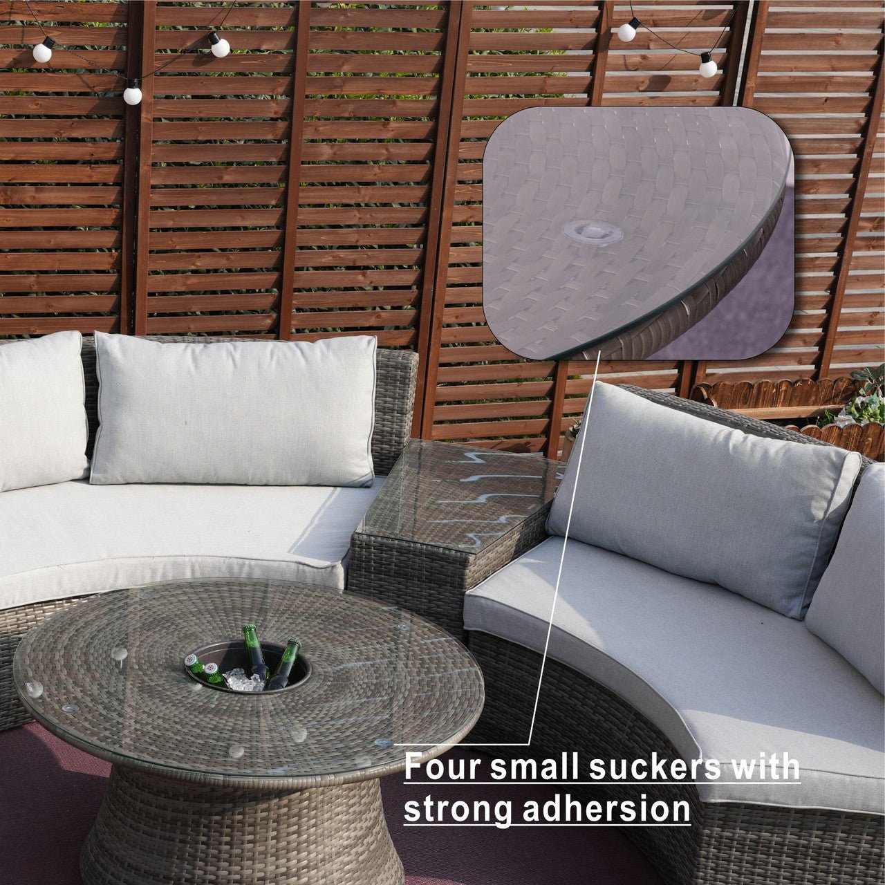 Sonoma 6 - Seater Outdoor Conversation Set with Round Coffee Table (PAS - 1205B) - Direct Wicker