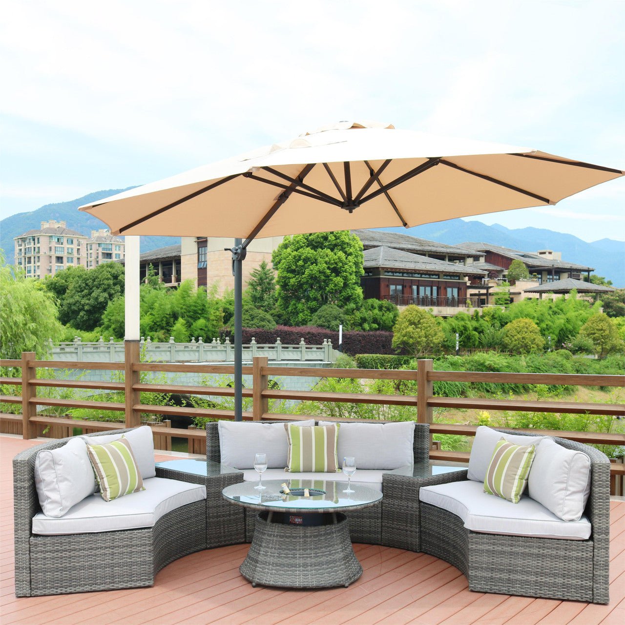Sonoma 6 - Seater Outdoor Conversation Set with Round Coffee Table (PAS - 1205B) - Direct Wicker
