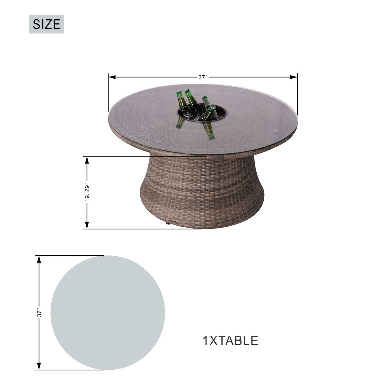Sonoma 6 - Seater Outdoor Conversation Set with Round Coffee Table (PAS - 1205B - KD) - Direct Wicker
