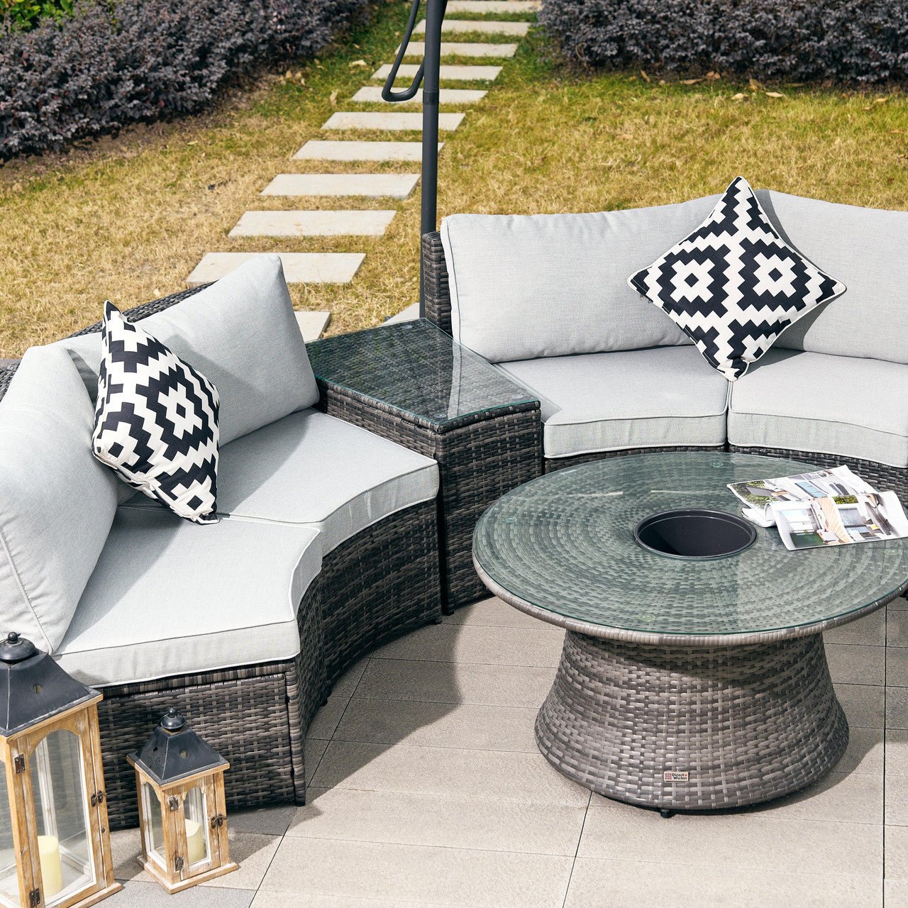 Sonoma 6 - Seater Outdoor Conversation Set with Round Coffee Table (PAS - 1205B - KD) - Direct Wicker