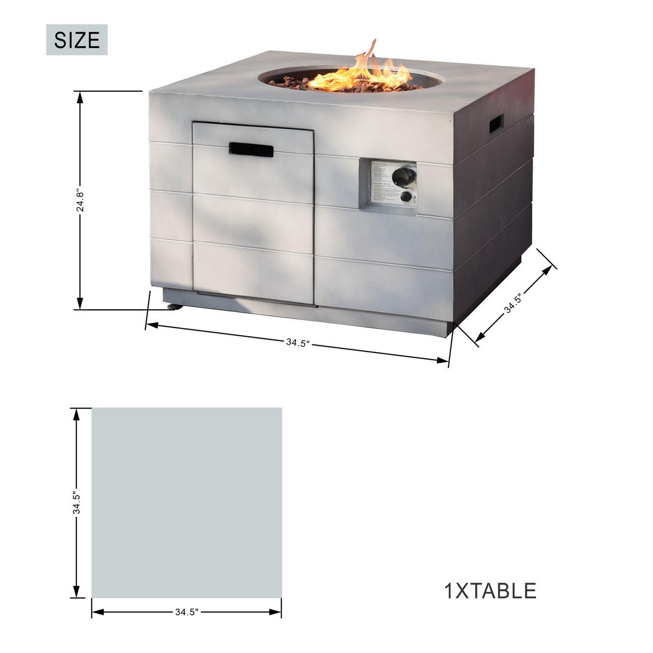 Sonoma 6 - Seater Outdoor Fire Pit Set with Cube Fire Pit Table (PAS - 1205B+2140) - Direct Wicker