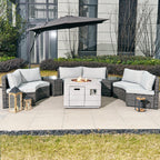 Sonoma 6 - Seater Outdoor Fire Pit Set with Cube Fire Pit Table (PAS - 1205B+2140) - Direct Wicker