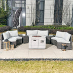 Sonoma 6 - Seater Outdoor Fire Pit Set with Cube Fire Pit Table (PAS - 1205B+2140) - Direct Wicker