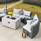 Sonoma 6 - Seater Outdoor Fire Pit Set with Rectangle Fire Pit Table (PAS - 1205B+2150) - Direct Wicker