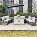 Sonoma 6 - Seater Outdoor Fire Pit Set with Rectangle Fire Pit Table (PAS - 1205B+2150) - Direct Wicker