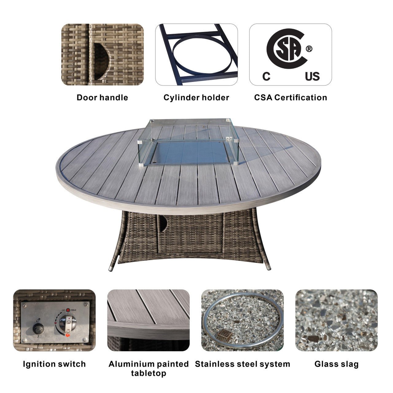 Sonoma 6 - Seater Outdoor Fire Pit Set with Round Fire Pit Table (PAS - 1205B+1108A) - Direct Wicker
