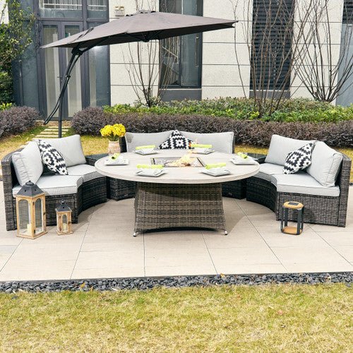 Sonoma 6 - Seater Outdoor Fire Pit Set with Round Fire Pit Table (PAS - 1205B+1108A) - Direct Wicker