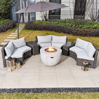Sonoma 6-Seater Outdoor Fire Pit Set with Round Fire Pit Table (PAS-1205B+2160) - Direct Wicker