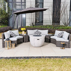 Sonoma 6-Seater Outdoor Fire Pit Set with Round Fire Pit Table (PAS-1205B+2160) - Direct Wicker