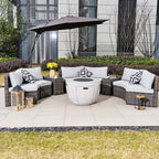 Sonoma 6-Seater Outdoor Fire Pit Set with Round Fire Pit Table (PAS-1205B+2160) - Direct Wicker