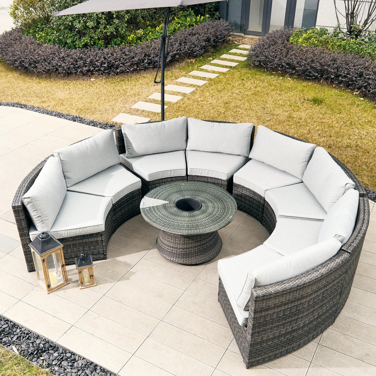 Sonoma 8 - Seat Outdoor Conversation Set with Round Coffee Table (PAS - 1205B - KD) - Direct Wicker