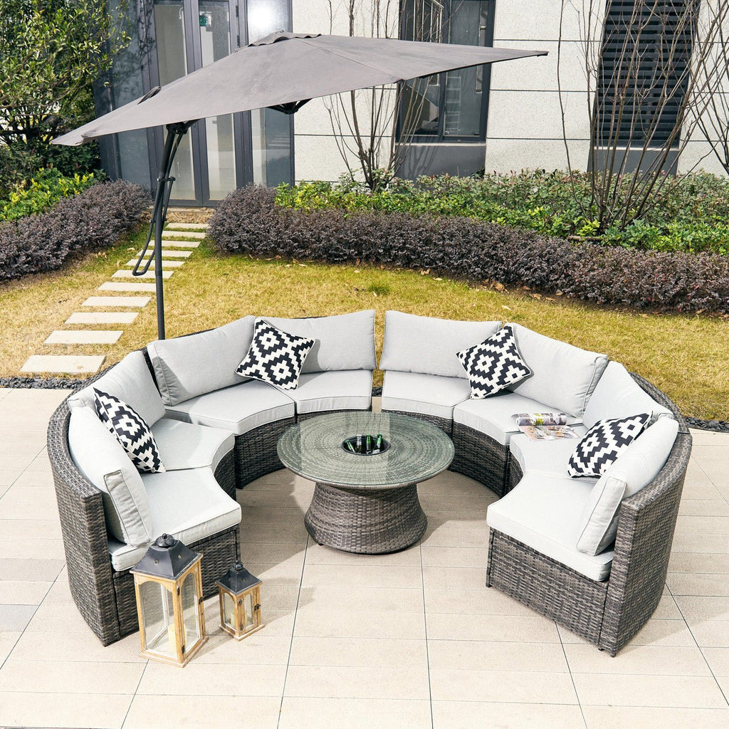Sonoma 8 - Seat Outdoor Conversation Set with Round Coffee Table (PAS - 1205B - KD) - Direct Wicker