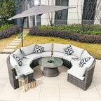 Sonoma 8 - Seat Outdoor Conversation Set with Round Coffee Table (PAS - 1205B - KD) - Direct Wicker