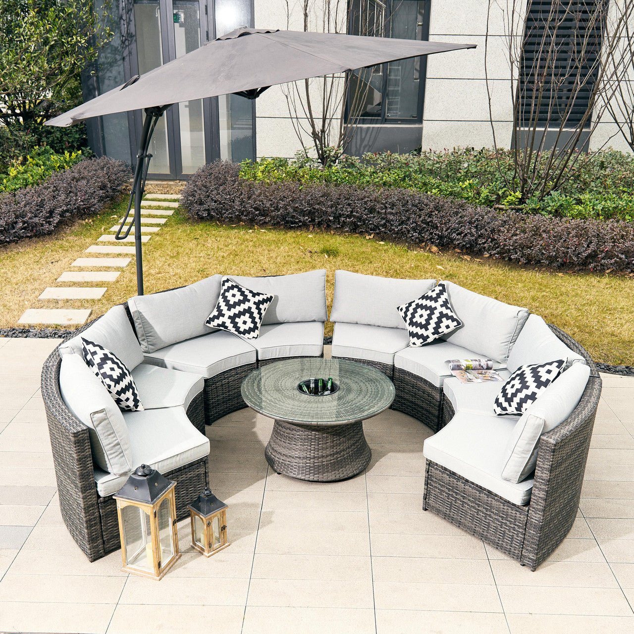 Sonoma 8 - Seat Outdoor Conversation Set with Round Coffee Table (PAS - 1205B - KD) - Direct Wicker