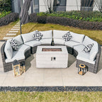 Sonoma 8 - Seater Outdoor Fire Pit Set with Rectangle Fire Pit Table (PAS - 1205B+2150) - Direct Wicker