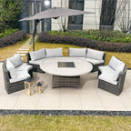 Sonoma 8 - Seater Outdoor Fire Pit Set with Round Fire Pit Table (PAS - 1205B+1108A) - Direct Wicker