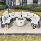 Sonoma 8 - Seater Outdoor Fire Pit Set with Round Fire Pit Table (PAS - 1205B+2160) - Direct Wicker