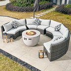 Sonoma 8 - Seater Outdoor Fire Pit Set with Round Fire Pit Table (PAS - 1205B+2160) - Direct Wicker
