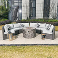 Sonoma 8 - Seater Outdoor Fire Pit Set with Round Fire Pit Table (PAS - 1205B+2180) - Direct Wicker