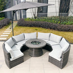 Sonoma 8 - Seater Outdoor Fire Pit Set with Round Fire Pit Table (PAS - 1205B+G3R521E) - Direct Wicker