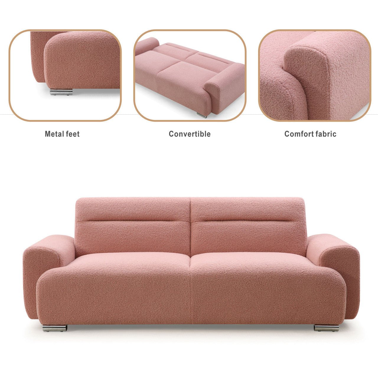Stylish Small Three - Person Sofa Bed, Foldable & Easy to Handle (PAS - 241279TS) - Direct Wicker