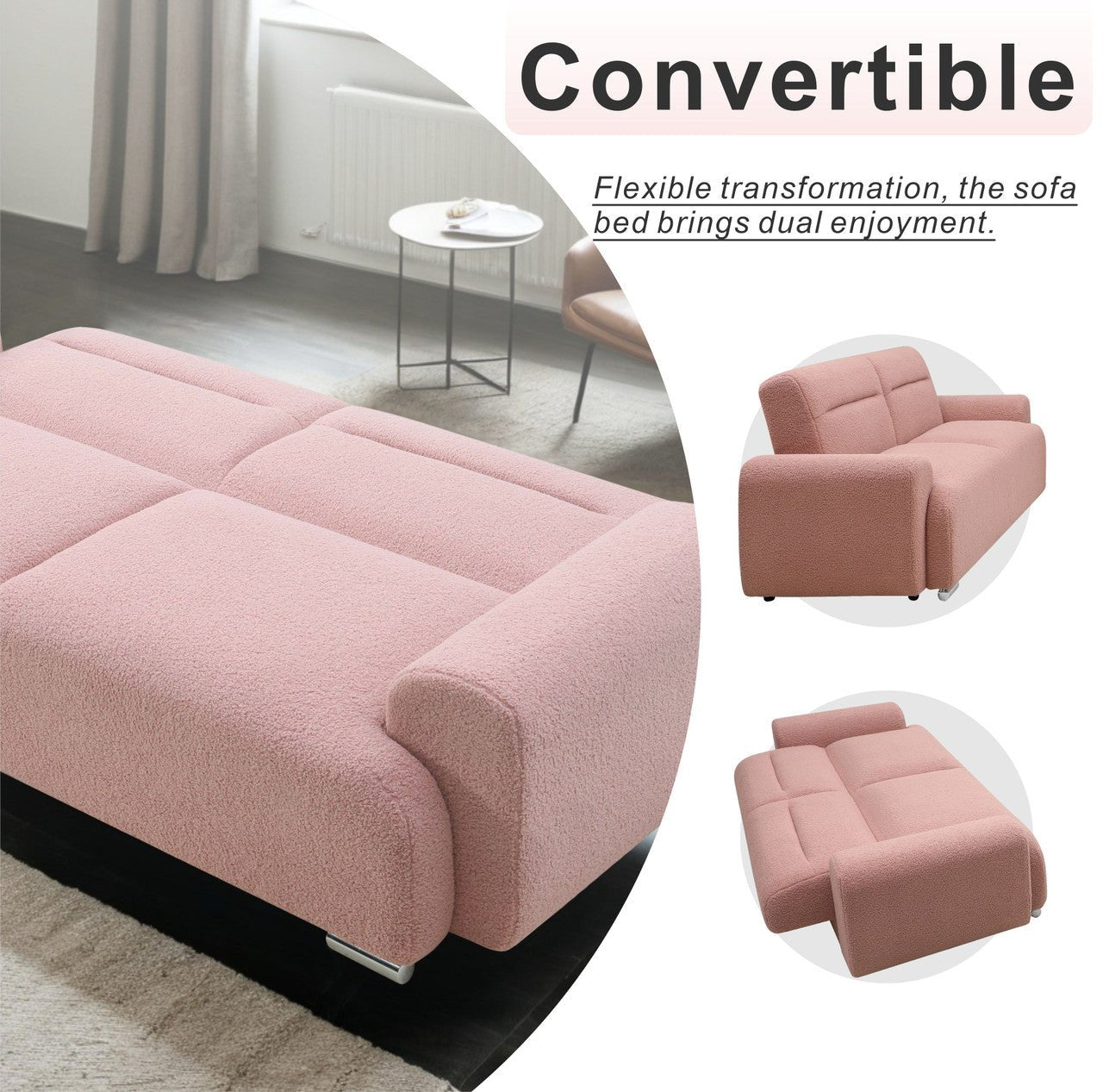 Stylish Small Three - Person Sofa Bed, Foldable & Easy to Handle (PAS - 241279TS) - Direct Wicker