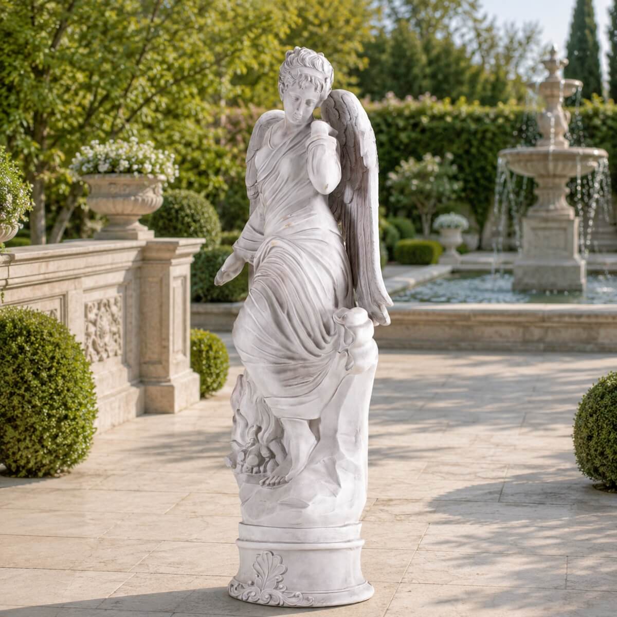 Tall Gray Magnesium Oxide Garden Statue (GS-2640-GR-CY) - Direct Wicker
