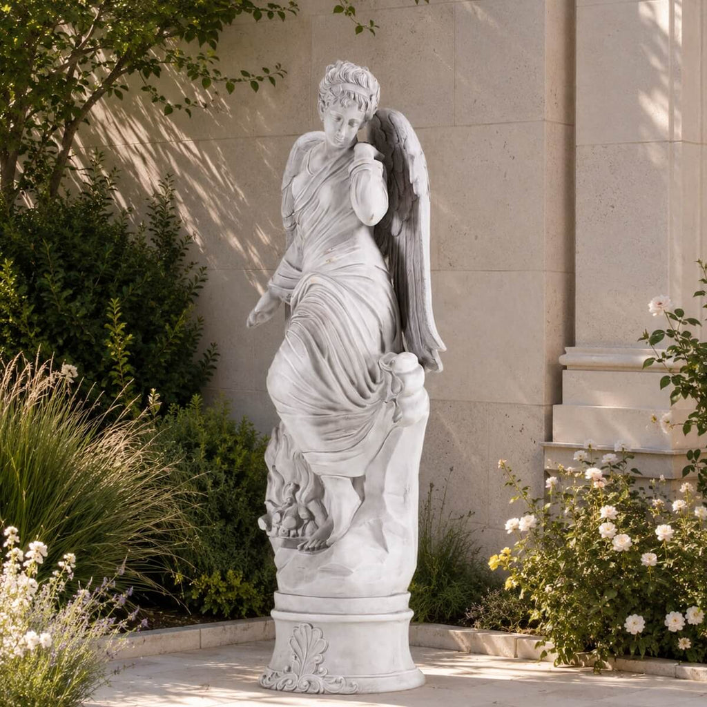 Tall Gray Magnesium Oxide Garden Statue (GS-2640-GR-CY) - Direct Wicker