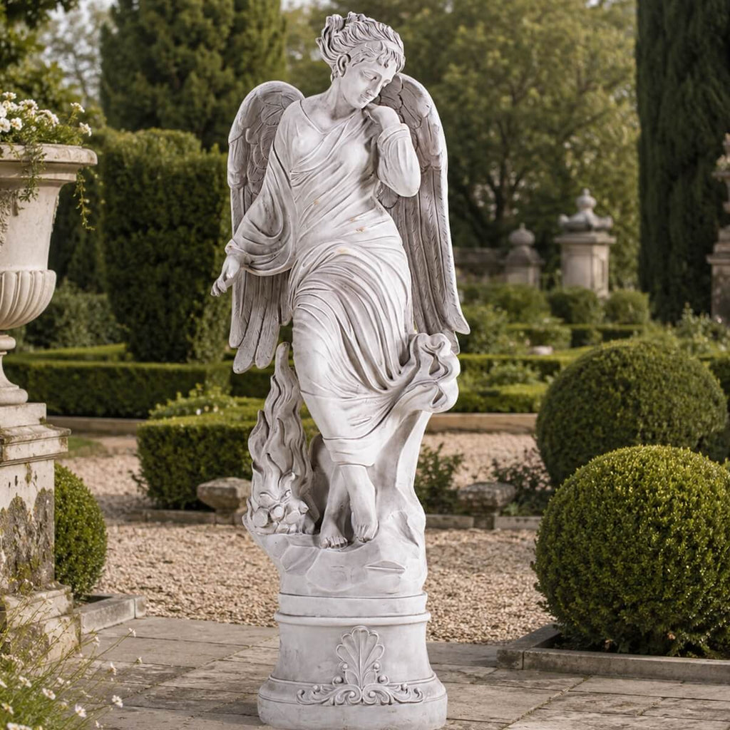 Tall Gray Magnesium Oxide Garden Statue (GS-2640-GR-CY) - Direct Wicker