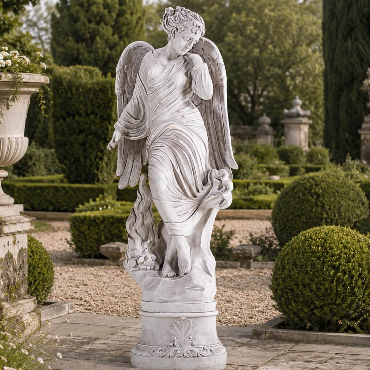 Tall Gray Magnesium Oxide Garden Statue (GS-2640-GR-CY) - Direct Wicker