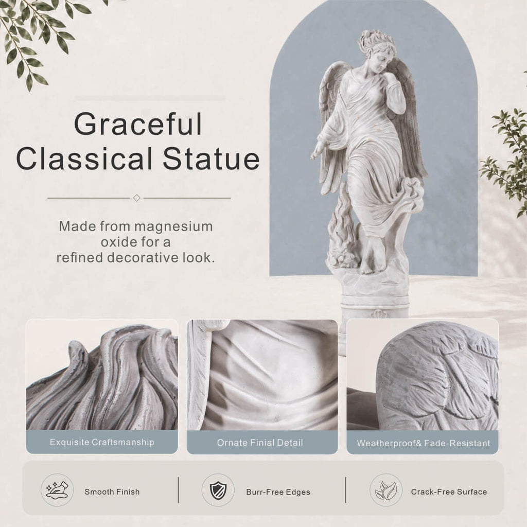 Tall Gray Magnesium Oxide Garden Statue (GS-2640-GR-CY) - Direct Wicker