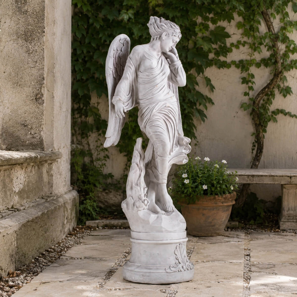Tall Gray Magnesium Oxide Garden Statue (GS-2640-GR-CY) - Direct Wicker