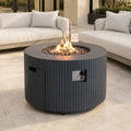 Terrafab Composite Anthracite Grey Fluted Fire Pit Table (PAG-2716-GRE) - Direct Wicker