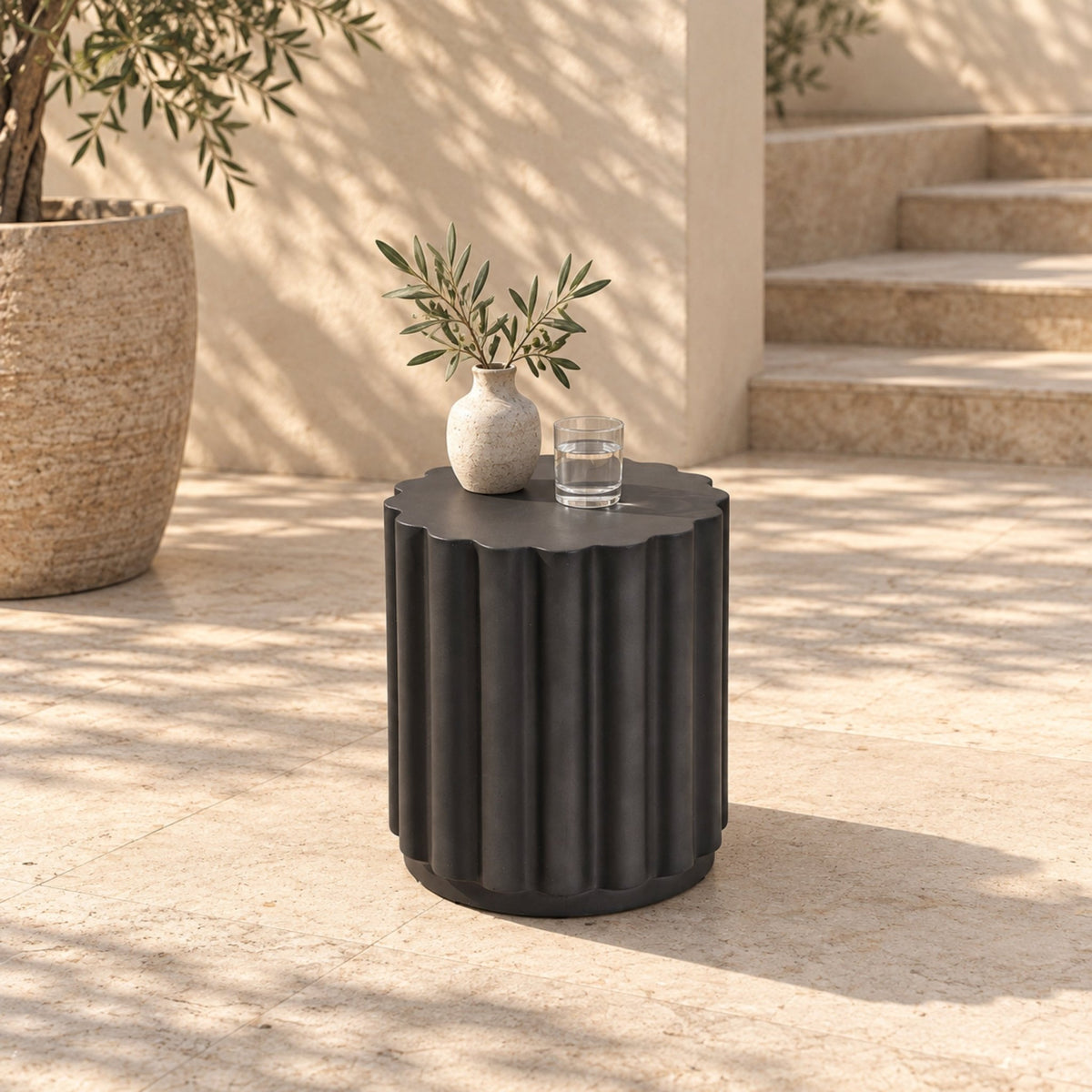 Terrafab Composite Faux Concrete Fluted Coffee Table (PAD-2730TA-DGR) - Direct Wicker