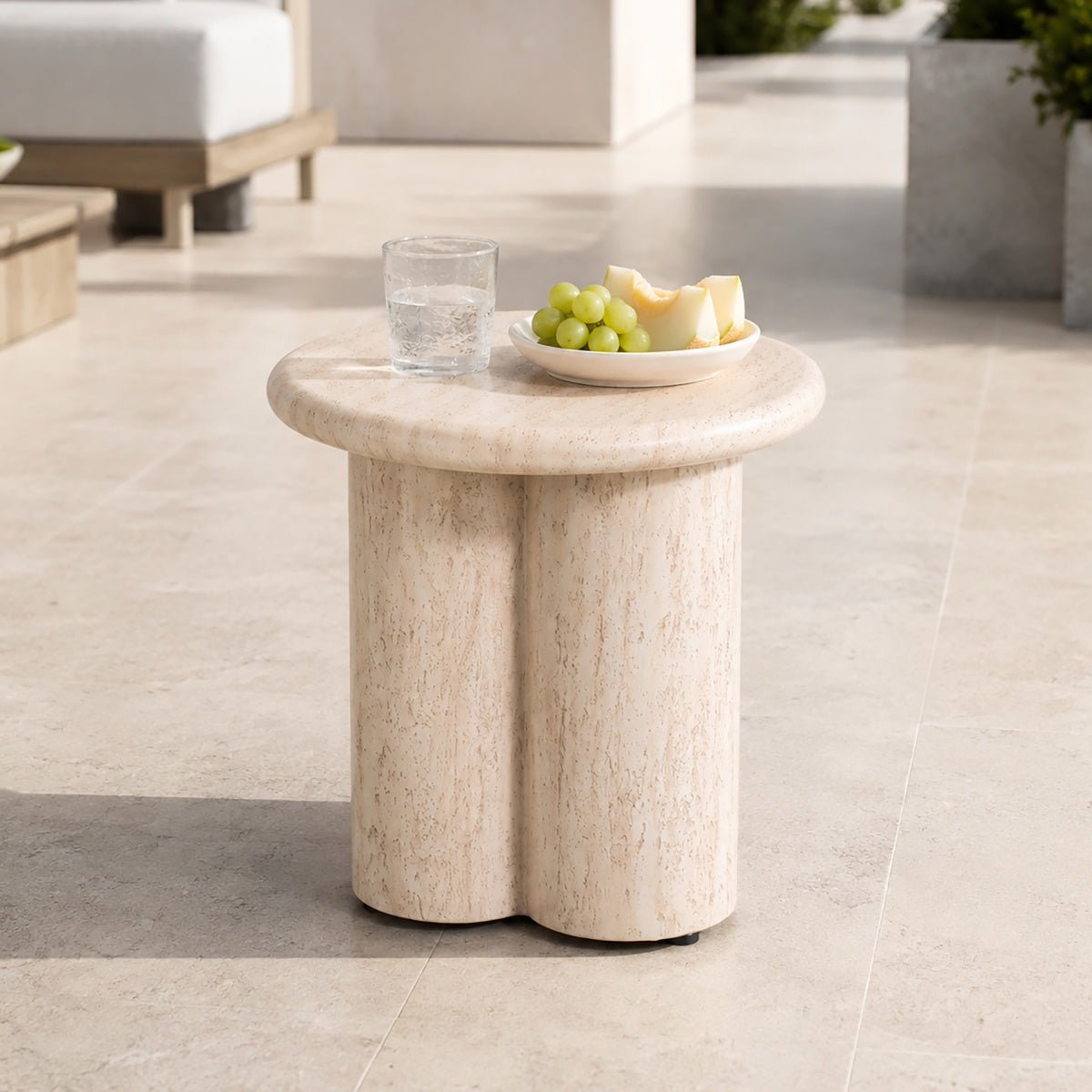 Terrafab Composite Faux Travertine Multi-Column Side Table / Stool (PAD-2713ST-YE) - Direct Wicker