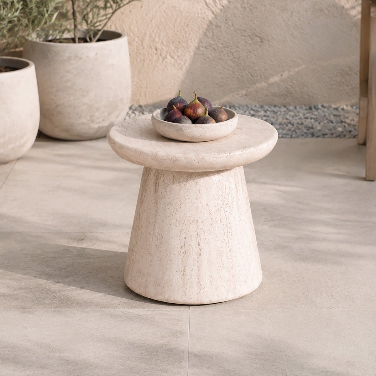 Terrafab Composite Faux Travertine Mushroom Side Table / Stool (PAD-2712ST-YE) - Direct Wicker