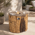 Terrafab Composite Faux Wood Fire Pit Bar Table with Wind Guard (PBG-2704BT-BR) - Direct Wicker