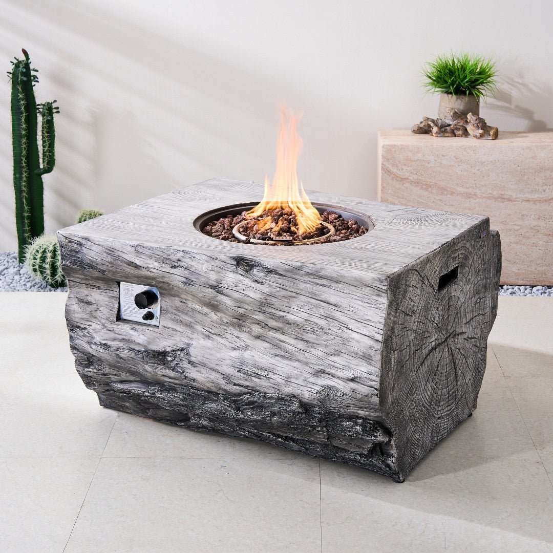 TerraFlame Rectangular Faux Wood Fire Pit Table for Outdoor Use (PAG-2170) - Direct Wicker