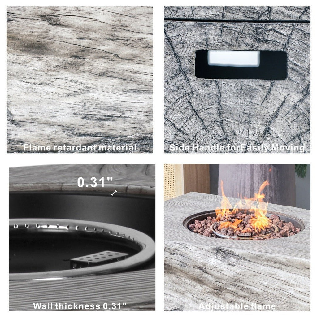 TerraFlame Rectangular Faux Wood Fire Pit Table for Outdoor Use (PAG-2170) - Direct Wicker