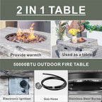 TerraFlame Rectangular Faux Wood Fire Pit Table for Outdoor Use (PAG-2170) - Direct Wicker