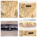 TerraFlame Round Faux Wood Fire Pit Table for Outdoor Use (PAG-2180) - Direct Wicker