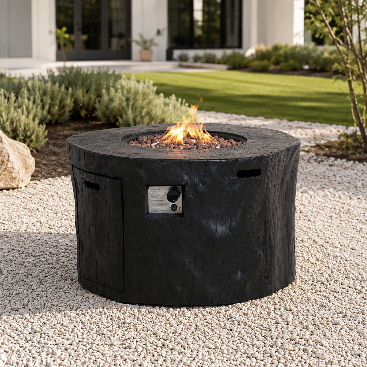 TerraFlame Round Faux Wood Fire Pit Table for Outdoor Use (PAG-2180) - Direct Wicker