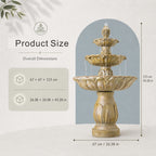 Three-Tier Resin Fiberglass Outdoor Fountain with ETL Pump, Gray-Blue Finish (GS-2638-GR-CY) - Direct Wicker