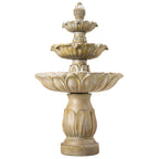 Three-Tier Resin Fiberglass Outdoor Fountain with ETL Pump, Gray-Blue Finish (GS-2638-GR-CY) - Direct Wicker