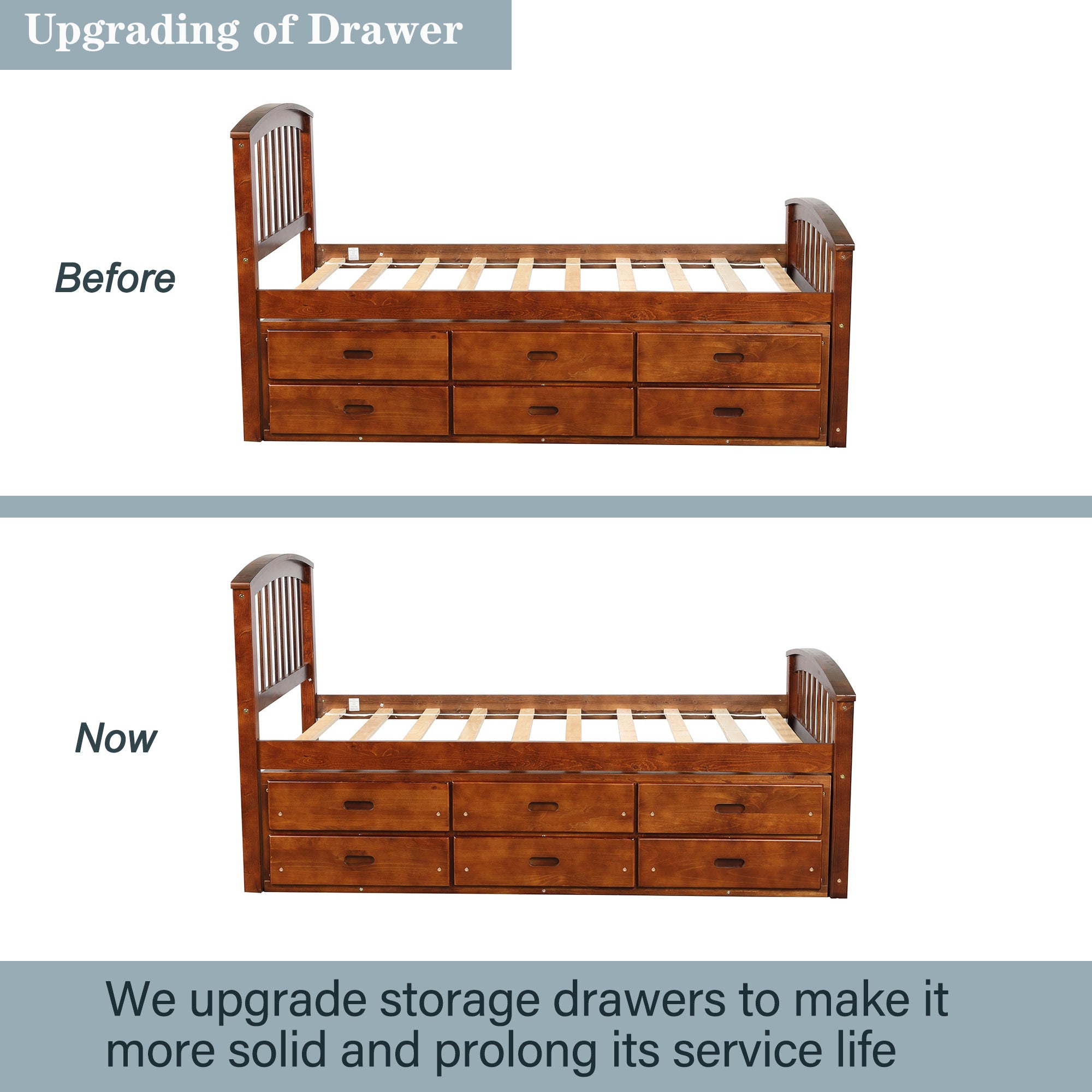 Twin Bed Frame With 6 Drawers, Constructed From High - Quality Solid Wood (SG000119AAP) - Direct Wicker
