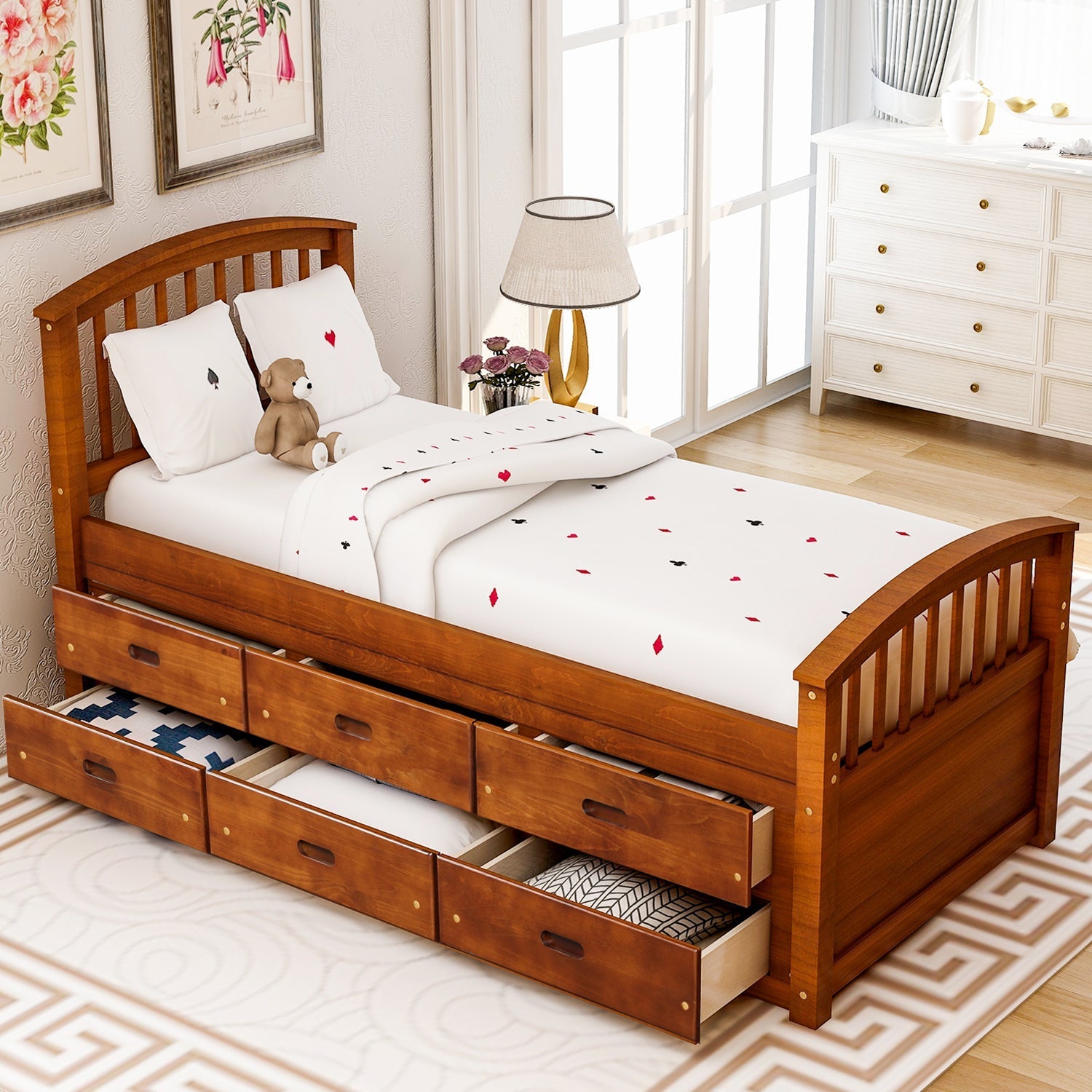 Twin Bed Frame With 6 Drawers, Constructed From High - Quality Solid Wood (SG000119AAP) - Direct Wicker