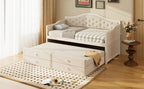 Twin Daybed with Trundle, Twin Size Beige Daybed with 2 Storage Drawers - Direct Wicker