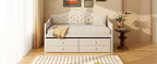 Twin Daybed with Trundle, Twin Size Beige Daybed with 2 Storage Drawers - Direct Wicker