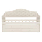 Twin Daybed with Trundle, Twin Size Beige Daybed with 2 Storage Drawers - Direct Wicker